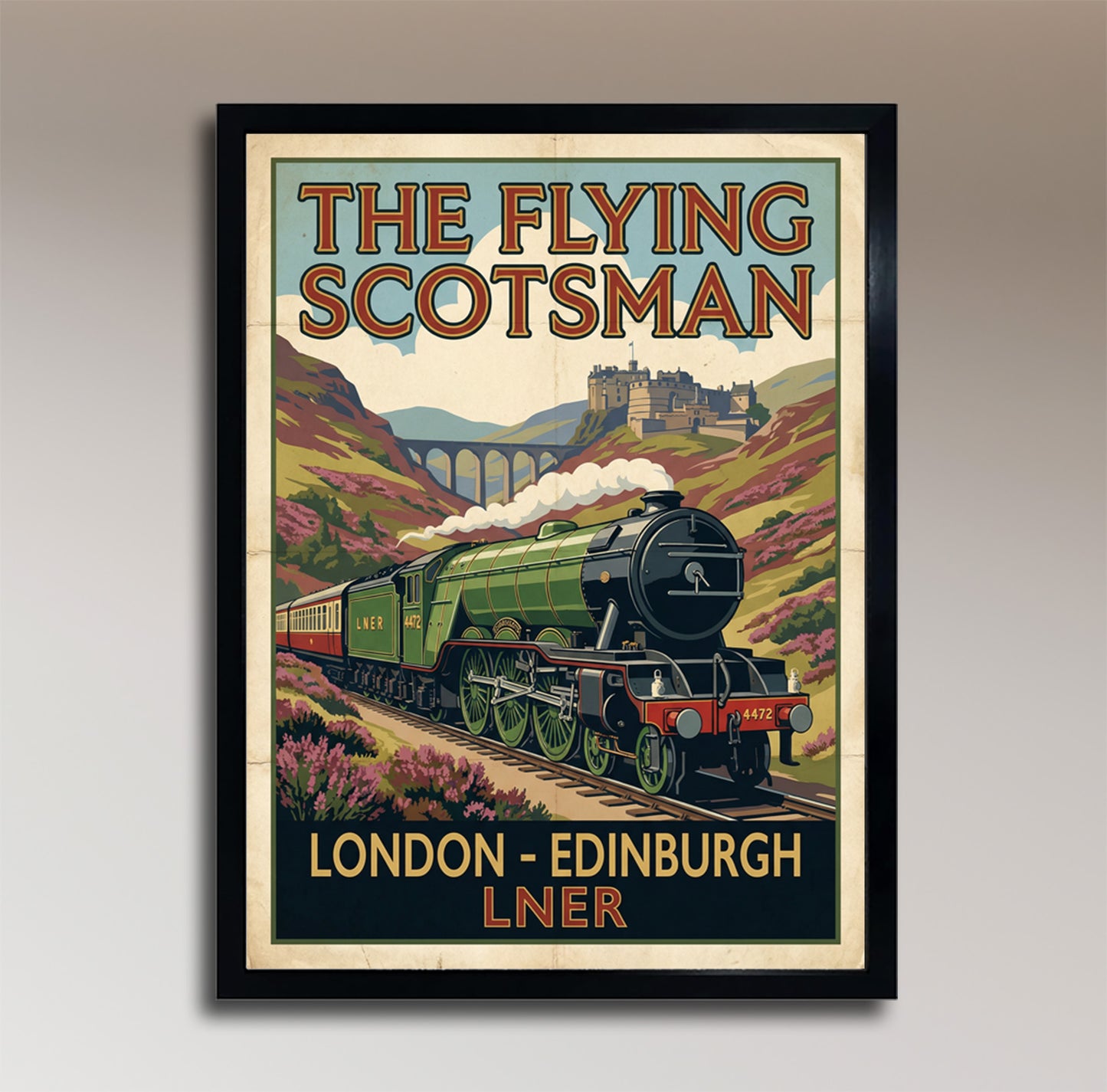 London to Edinburgh aboard The Flying Scotsman – Vintage Poster