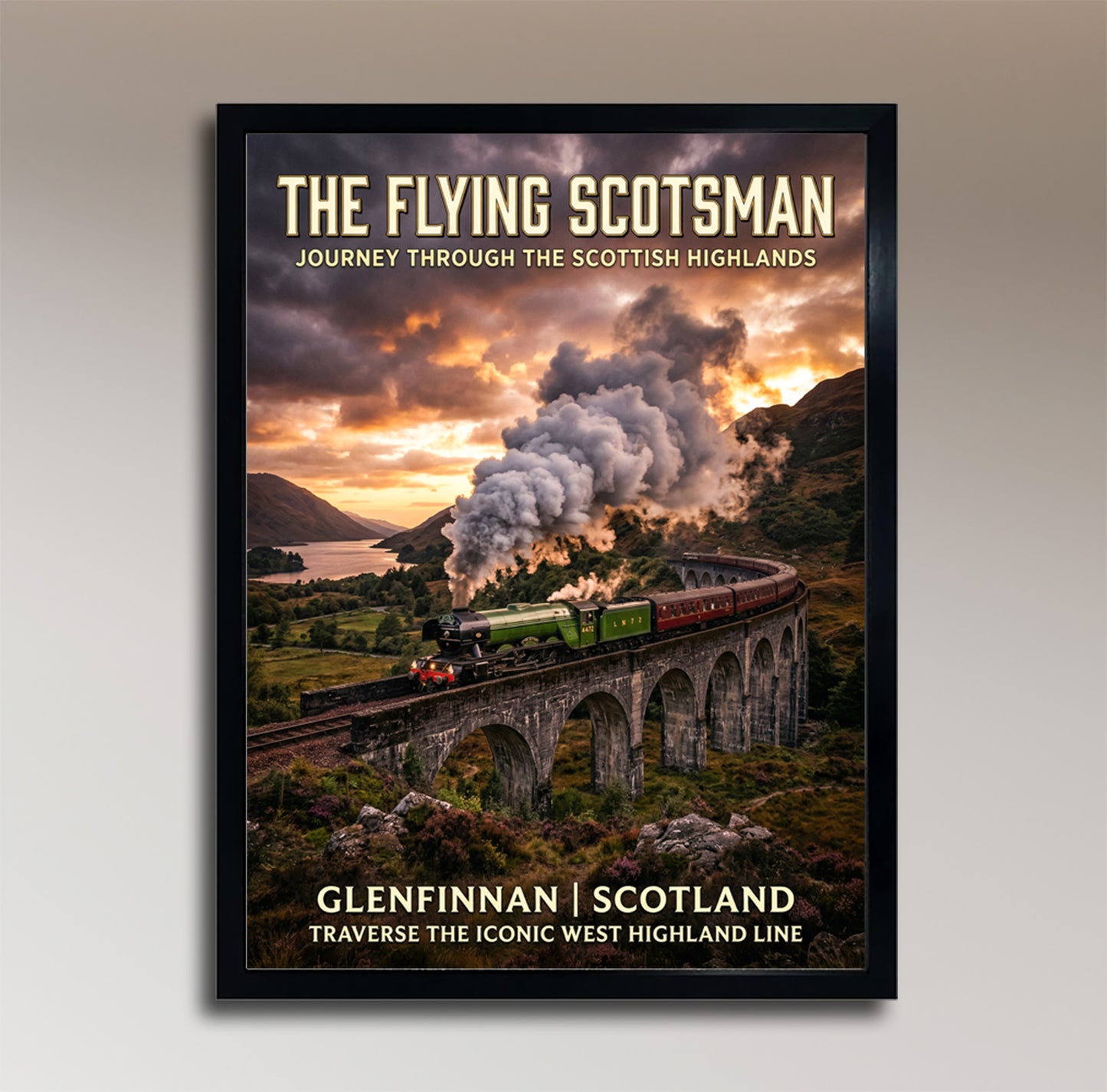 The Flying Scotsman – Glenfinnan Viaduct – Vintage Travel Poster