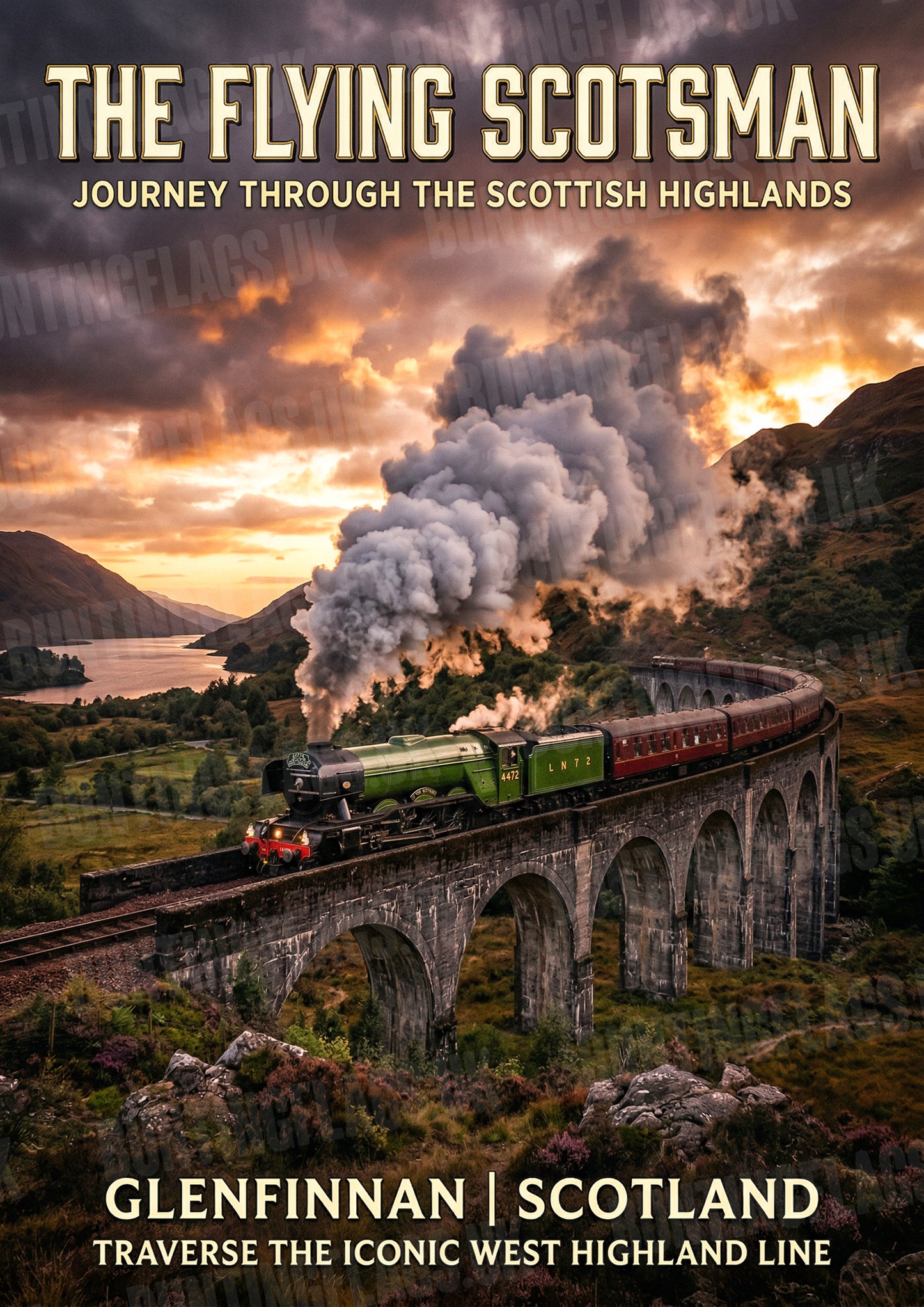 The Flying Scotsman – Glenfinnan Viaduct – Vintage Travel Poster