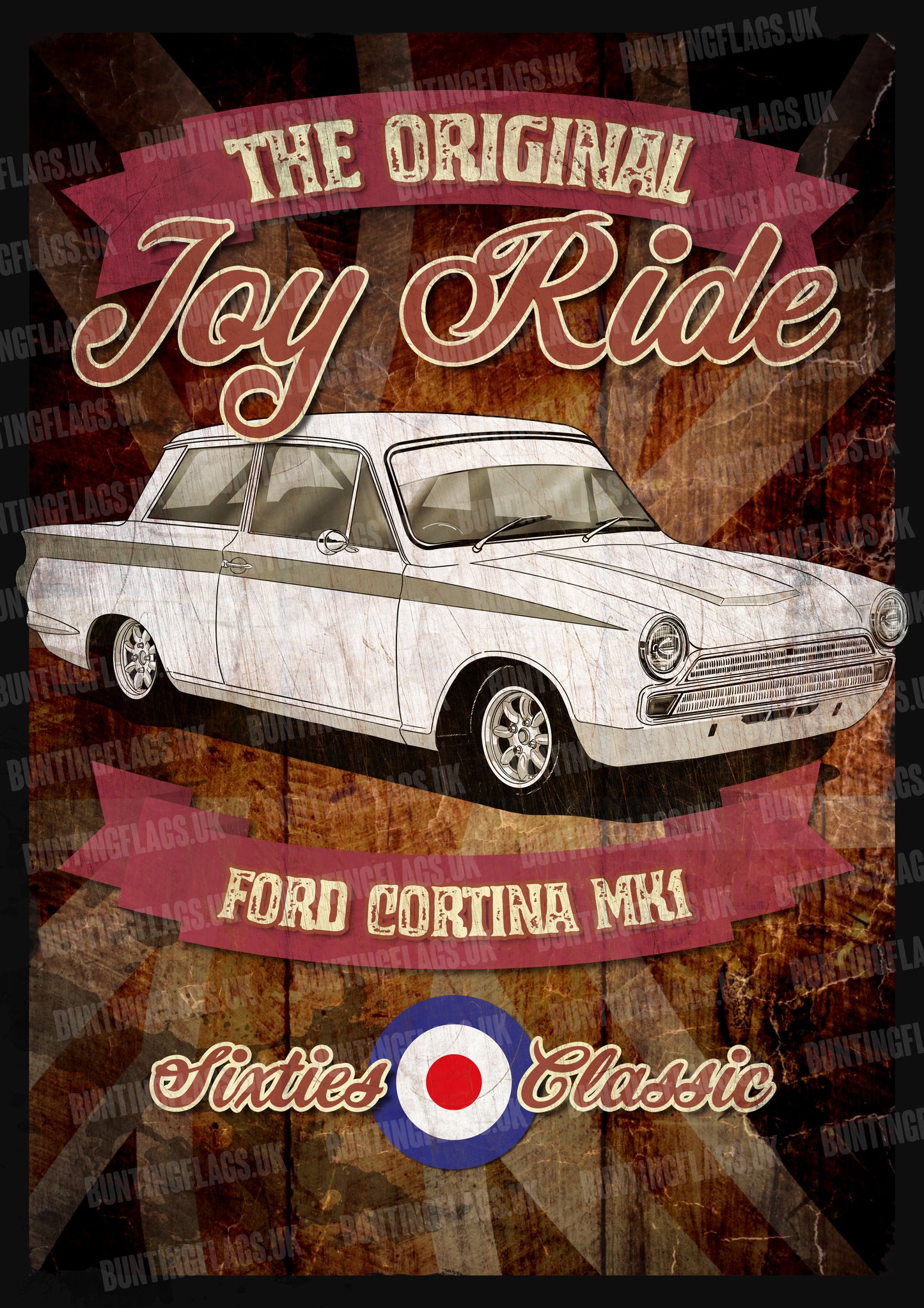 Ford Cortina Mk1 GT A3 Art Poster
