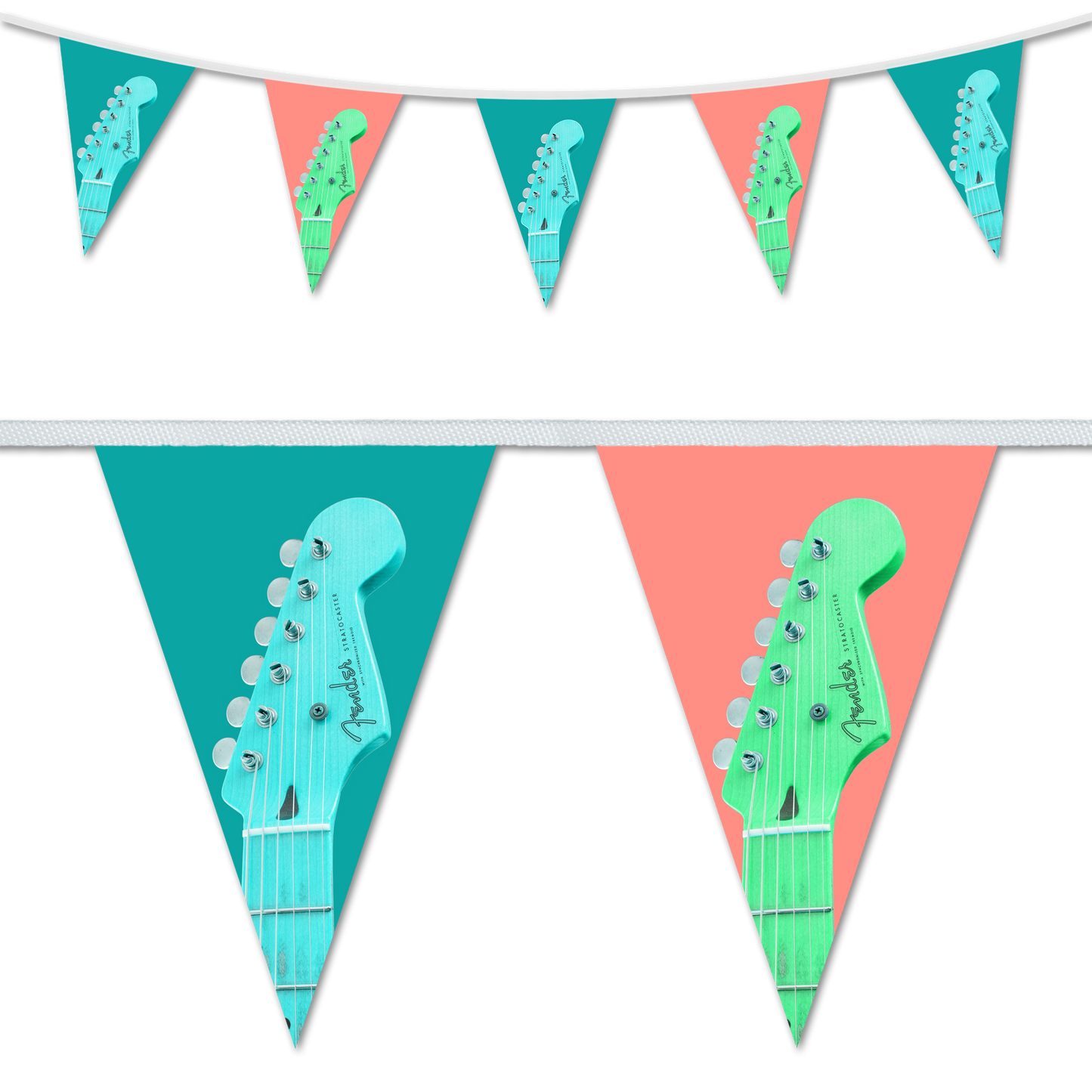 Fender Guitar Teal & Salmon Design