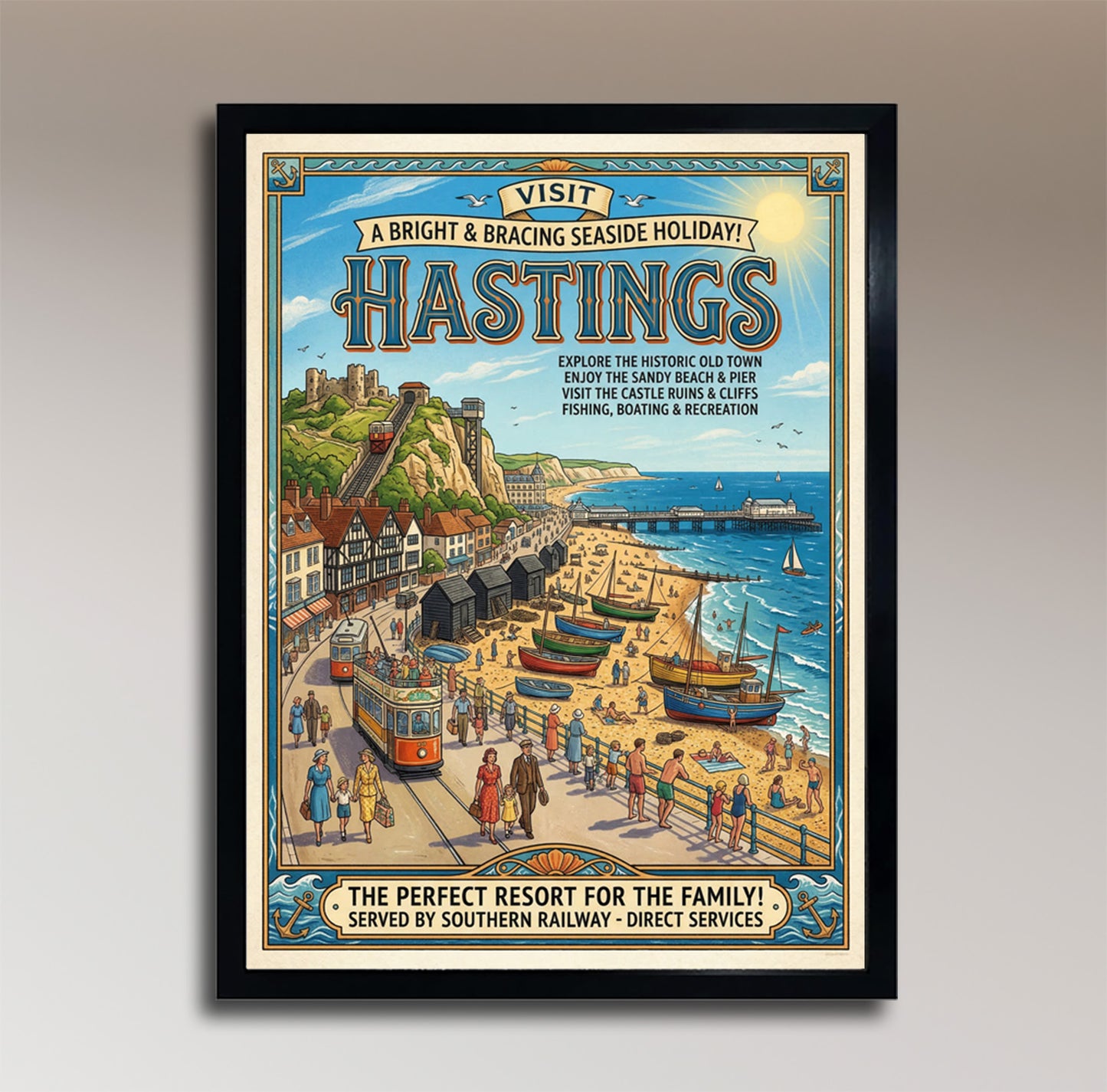 Hastings – A Bright & Bracing Seaside Holiday! – Vintage Travel Poster