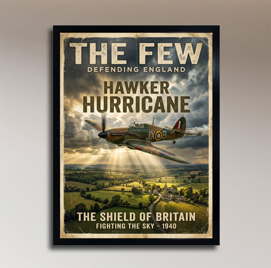 Hawker Hurricane – The Few Defending England – Vintage Aviation Poster