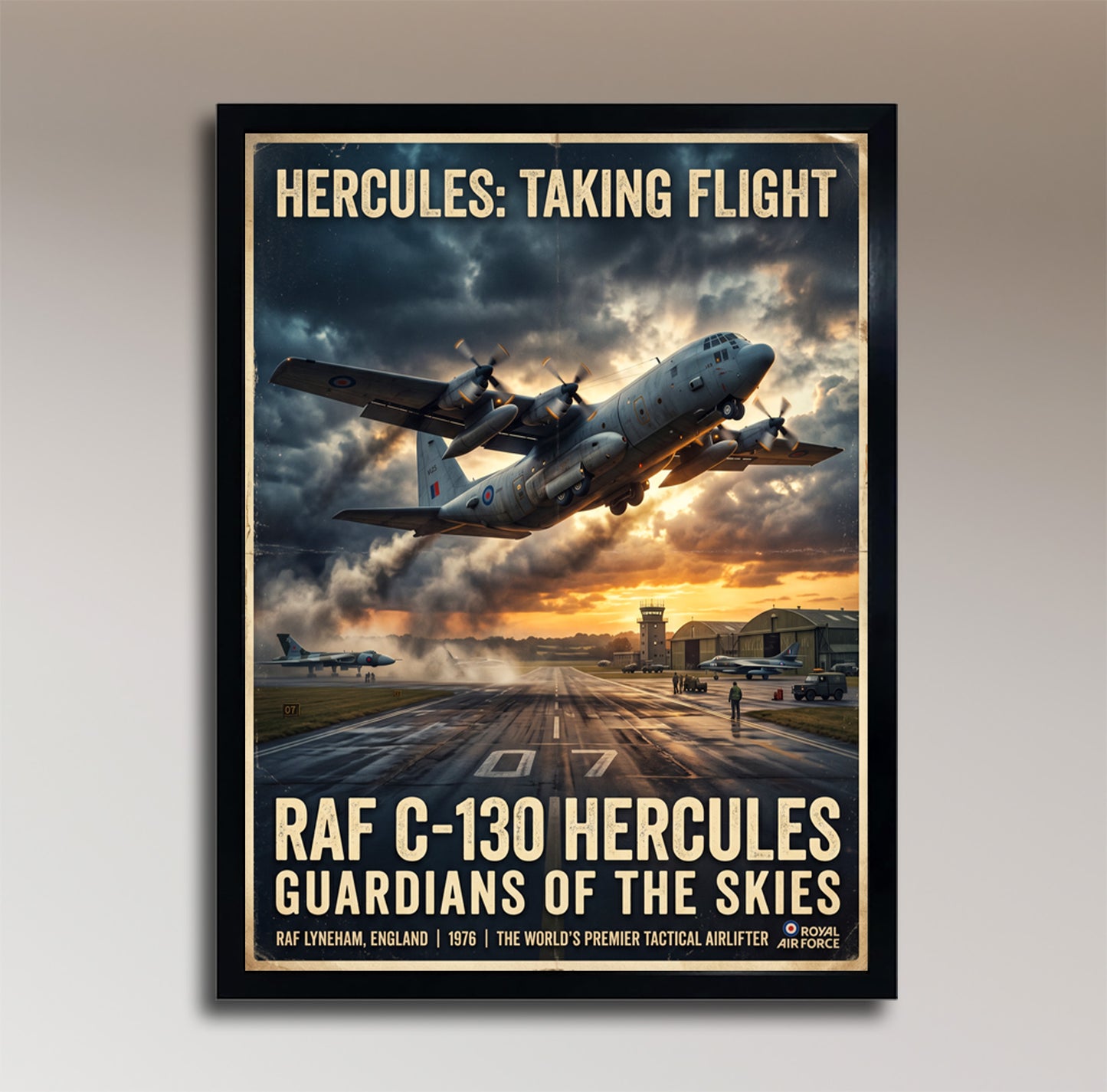 RAF C-130 Hercules – Taking Flight – Guardians of the Skies – Vintage Poster