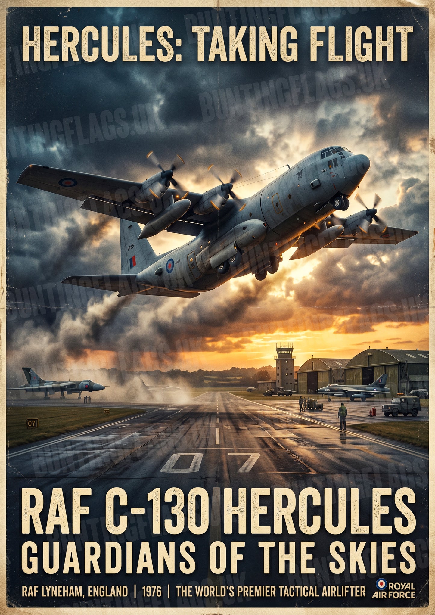 RAF C-130 Hercules – Taking Flight – Guardians of the Skies – Vintage Poster