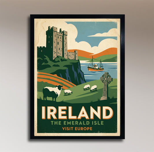 Ireland: The Emerald Isle – Vintage Travel Poster