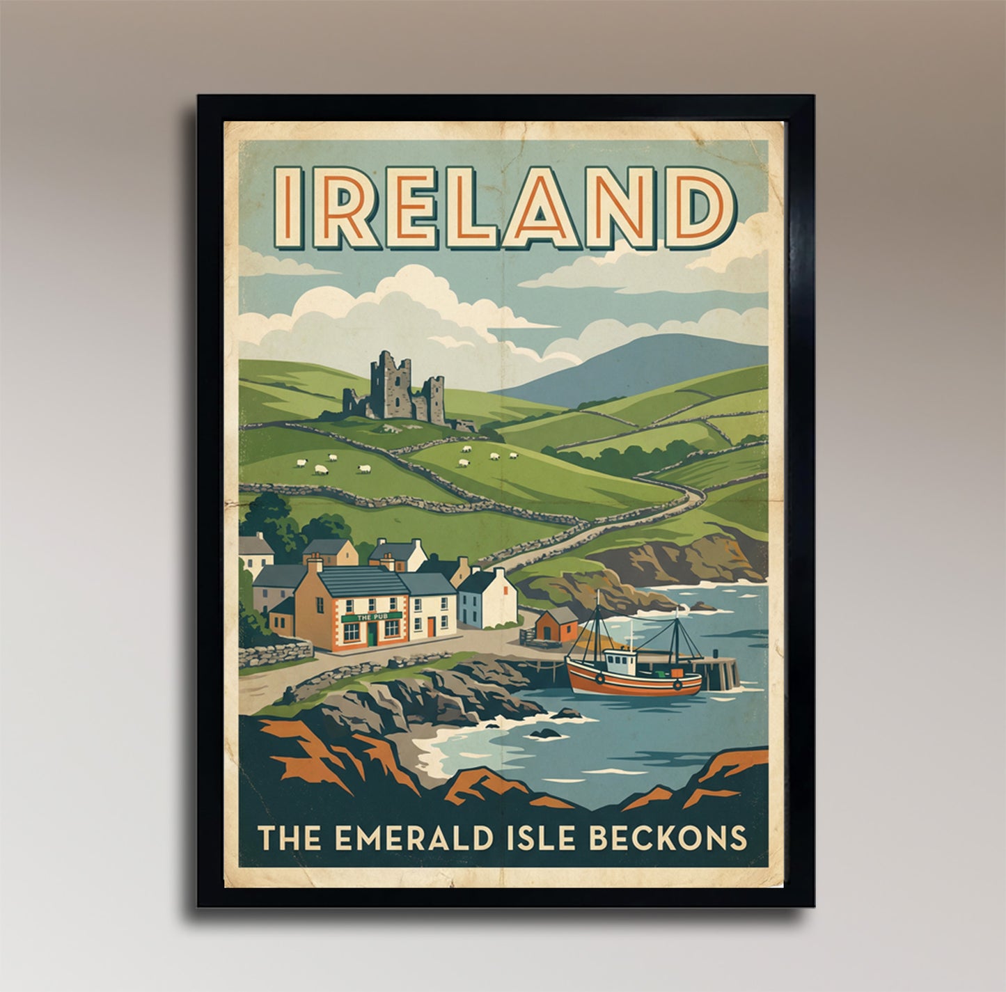 Ireland: The Emerald Isle Beckons – Vintage Travel Poster