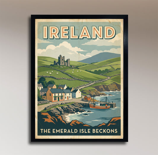 Ireland: The Emerald Isle Beckons – Vintage Travel Poster