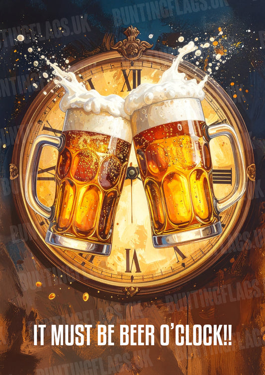 It Must Be Beer O'Clock Vintage Pub Toast A3 Poster