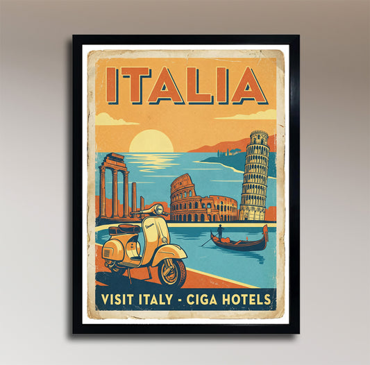 Visit Italy – CIGA Hotels – Vintage Travel Poster