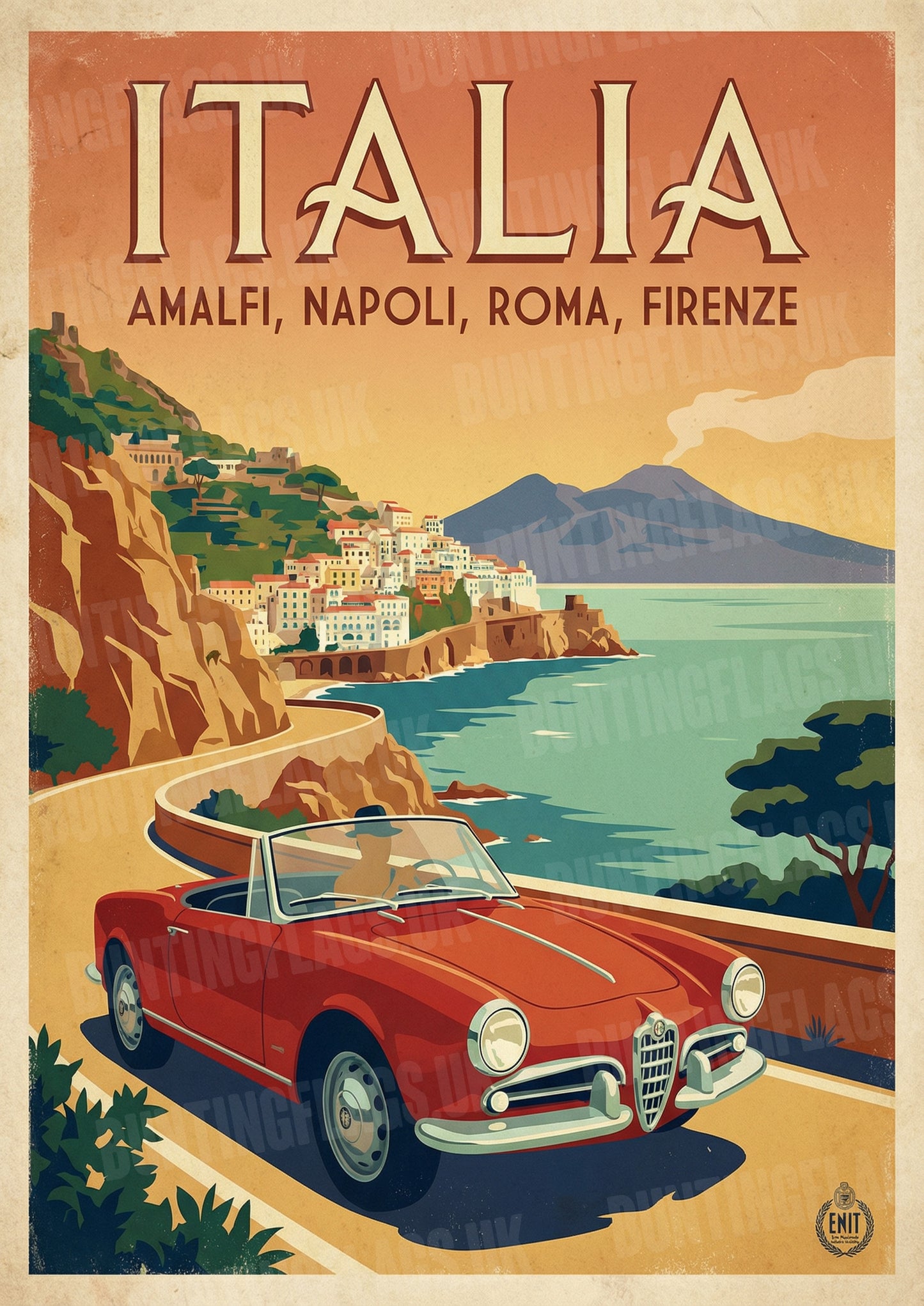 Italia: Amalfi, Napoli, Roma, Firenze – Vintage Travel Poster