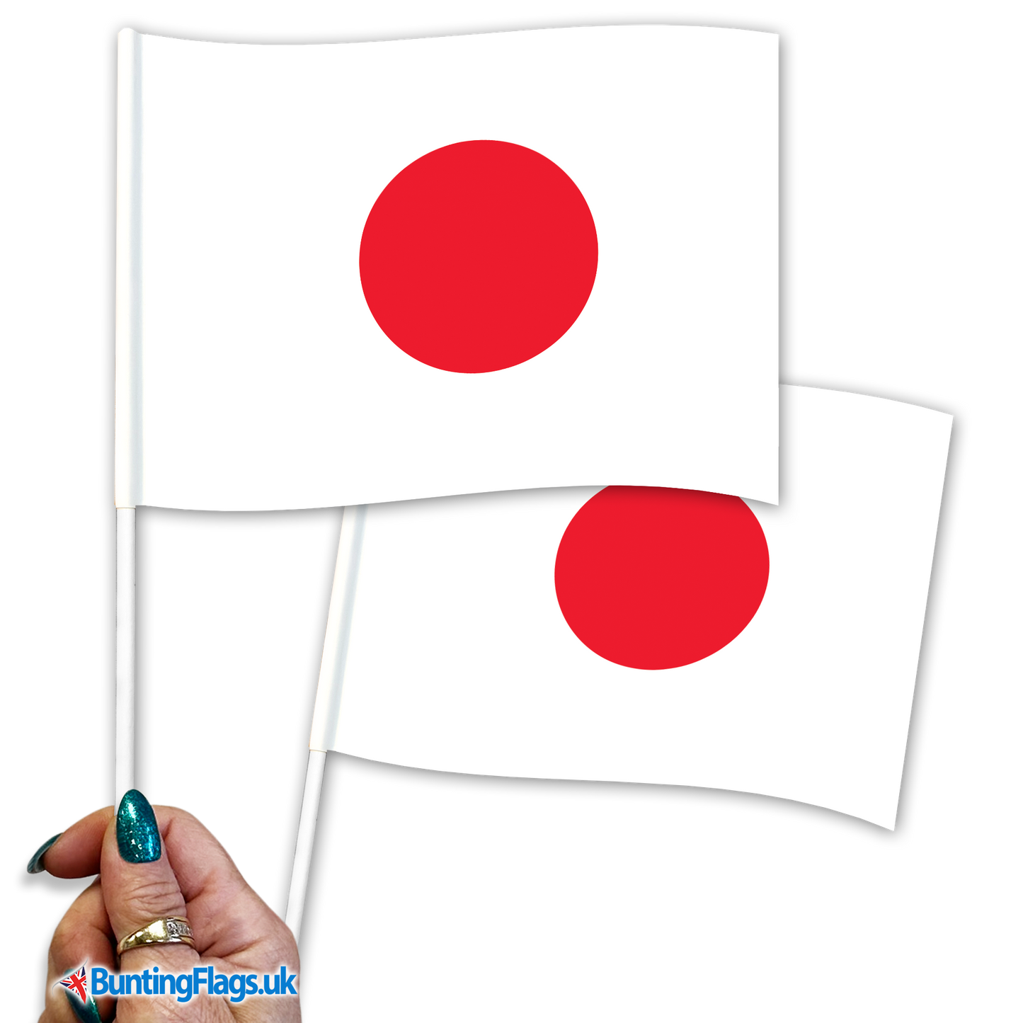Japan hand waving flags