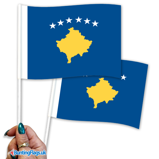 Kosovo hand waving flags