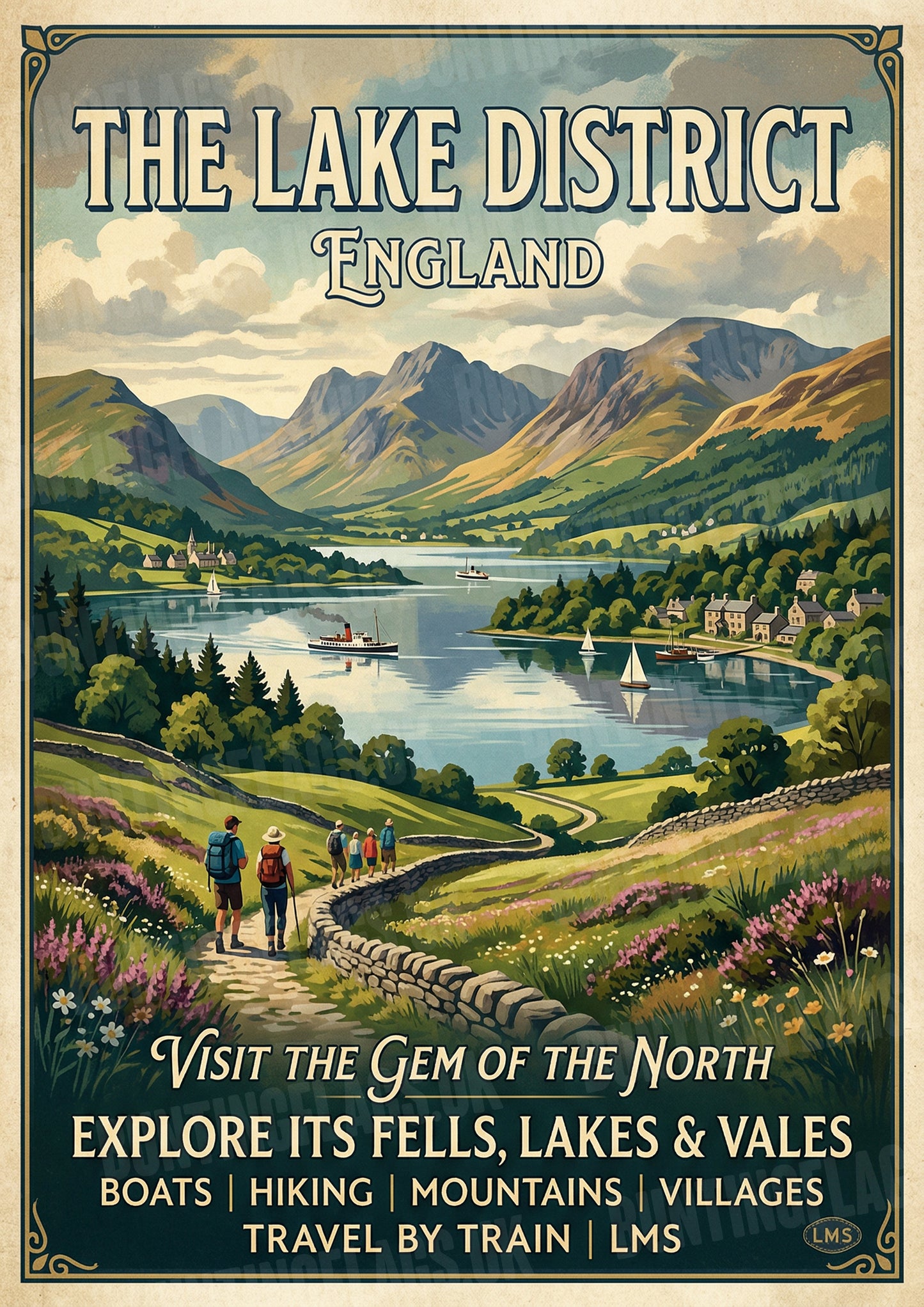 The Lake District – Gem of the North – Vintage Travel Poster