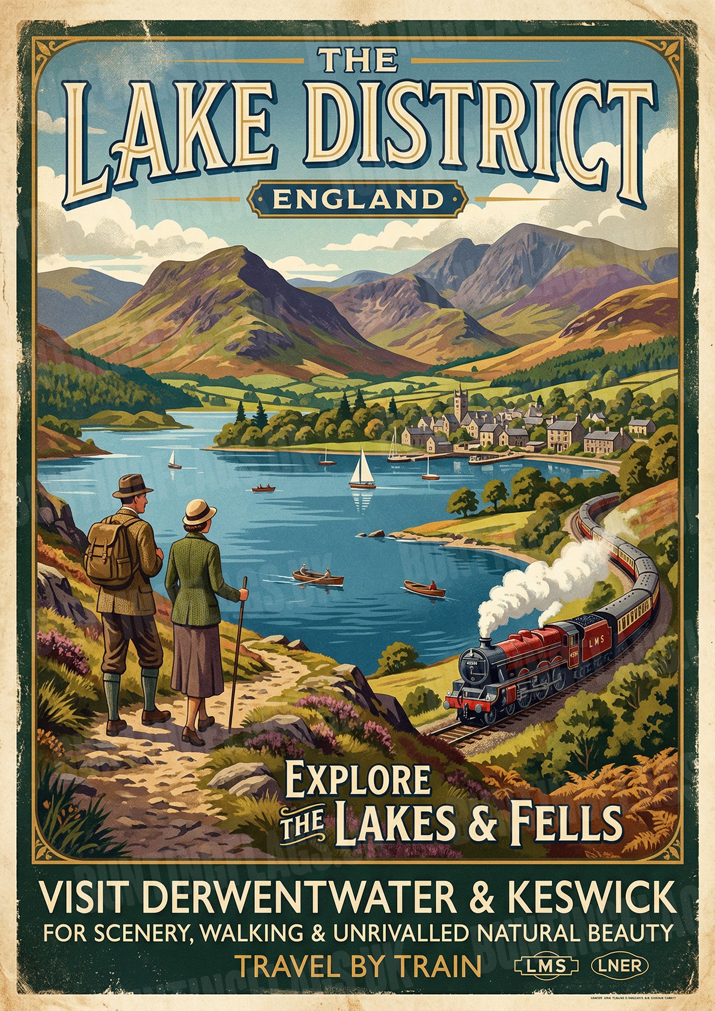 The Lake District – England – Vintage Travel Poster