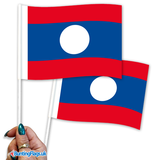 Laos hand waving flags