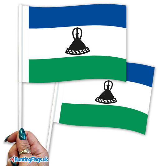 Lesotho hand waving flags