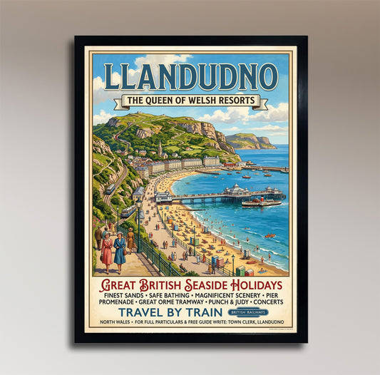 Llandudno – The Queen of Welsh Resorts – Vintage Travel Poster
