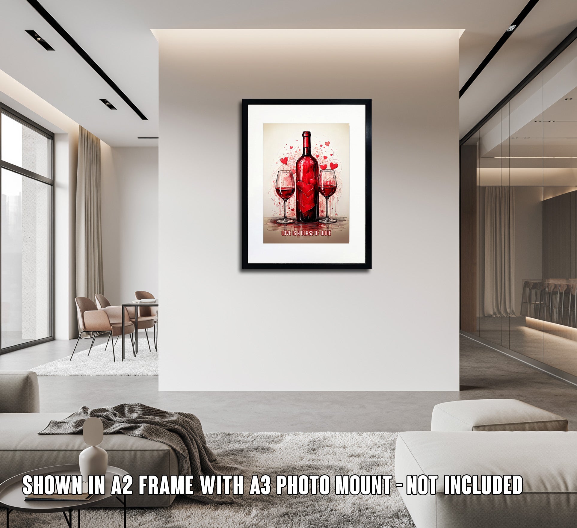 Love is a glass of wine wall art poster