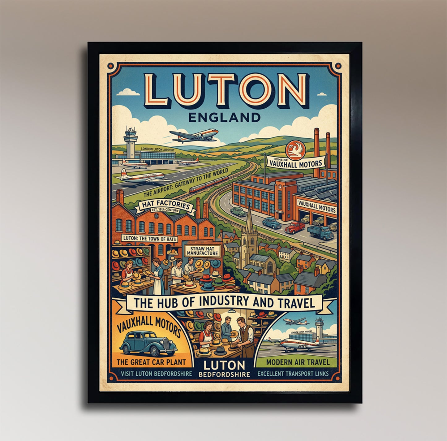 Visit Luton – Heart of Industry & Aviation – Vintage Travel Poster