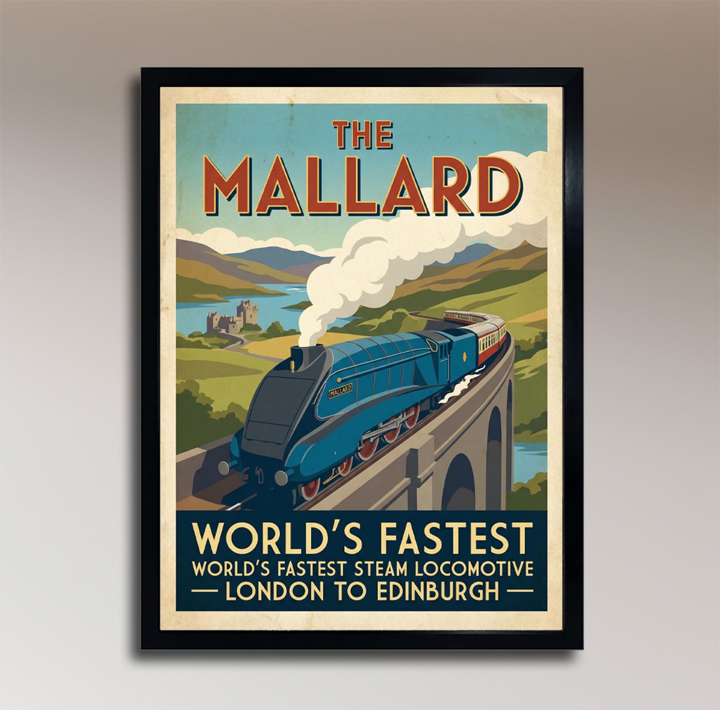 The Mallard – World's Fastest Steam Locomotive – Vintage Travel Poster