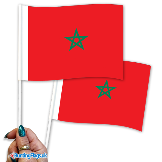 Morocco hand waving flags