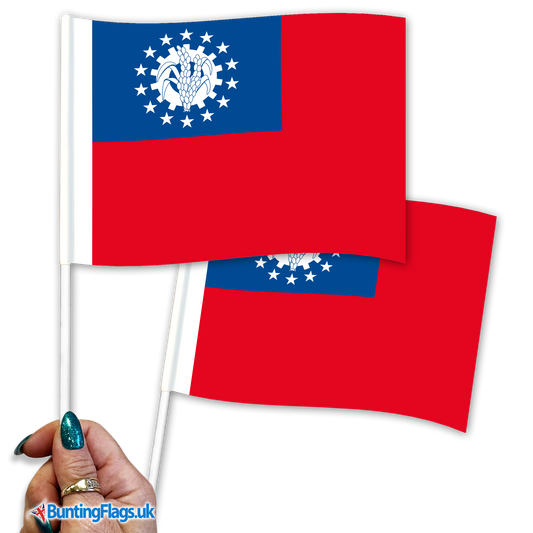 Myanmar (formerly Burma) hand waving flags