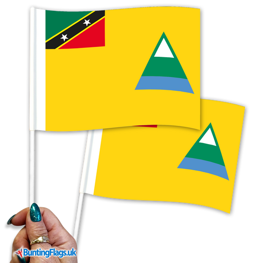 Saint Kitts and Nevis hand waving flags