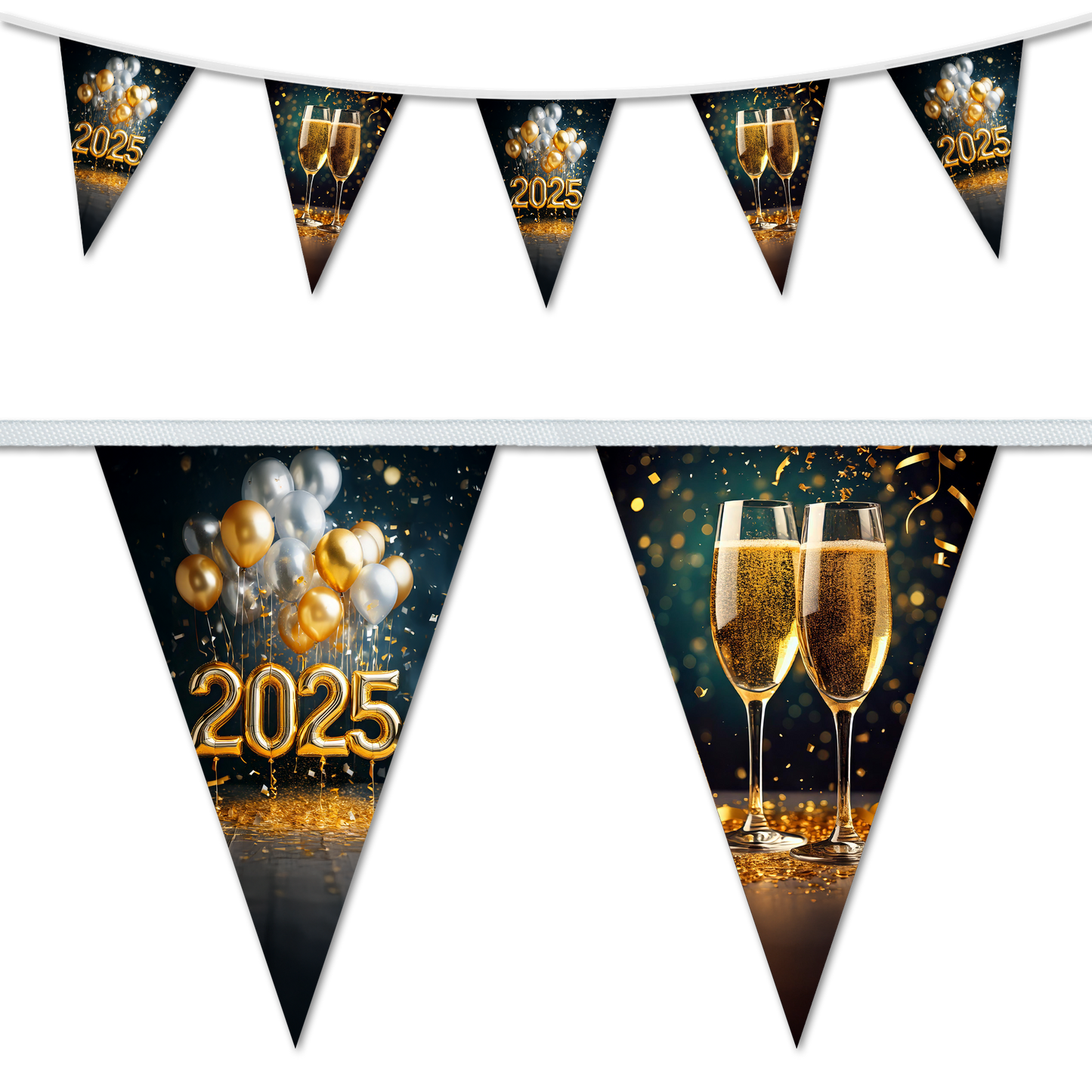 New Year 2025 Balloons & Champagne Bunting