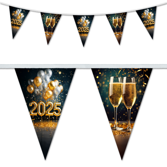 New Year 2025 Balloons & Champagne Bunting