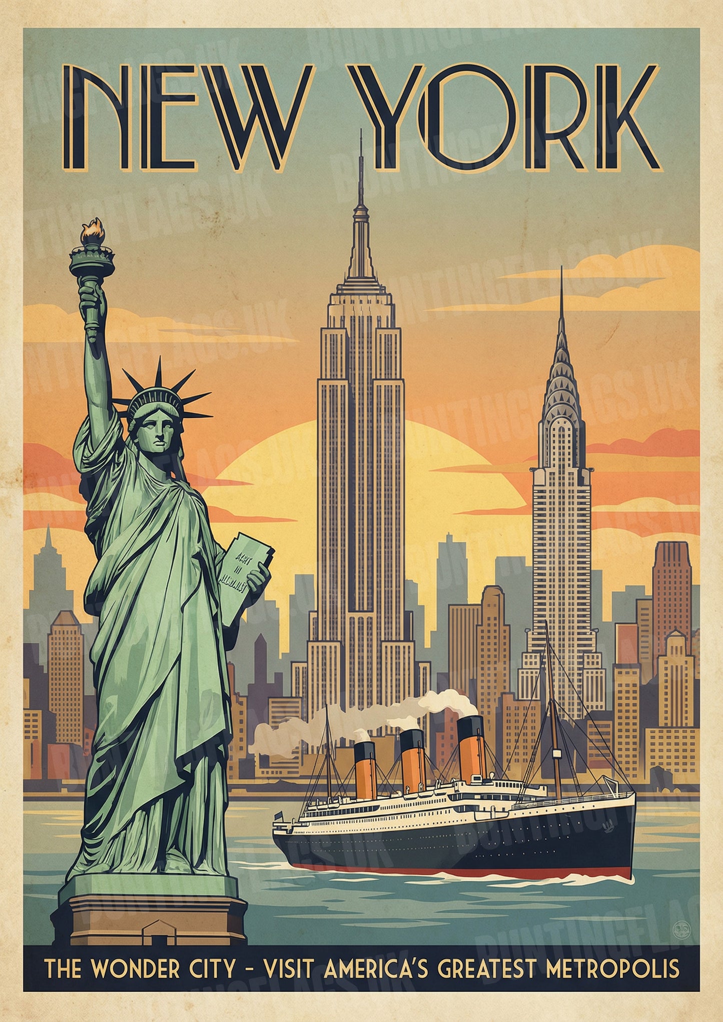New York: The Wonder City – Vintage Travel Poster