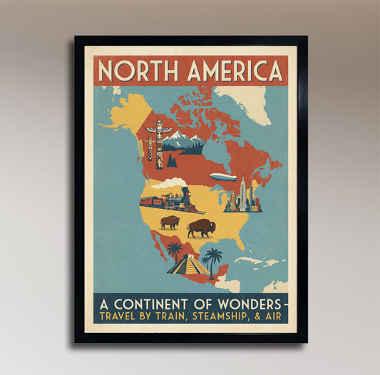 North America: A Continent of Wonders – Vintage Travel Poster
