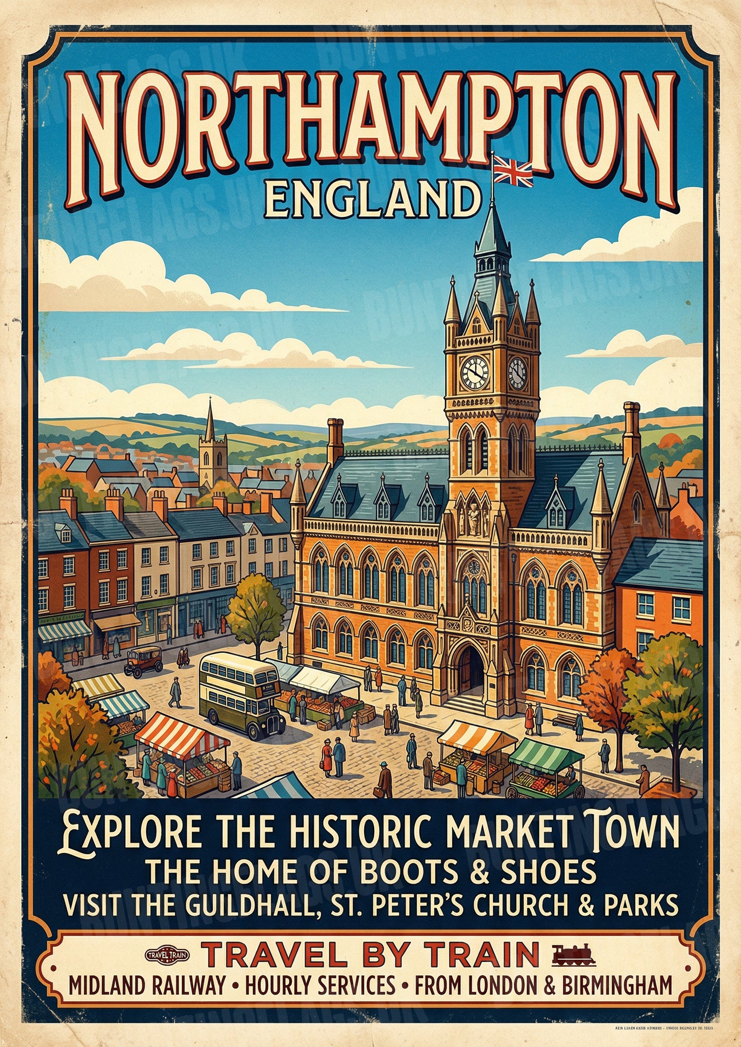 Northampton – England – Vintage Travel Poster