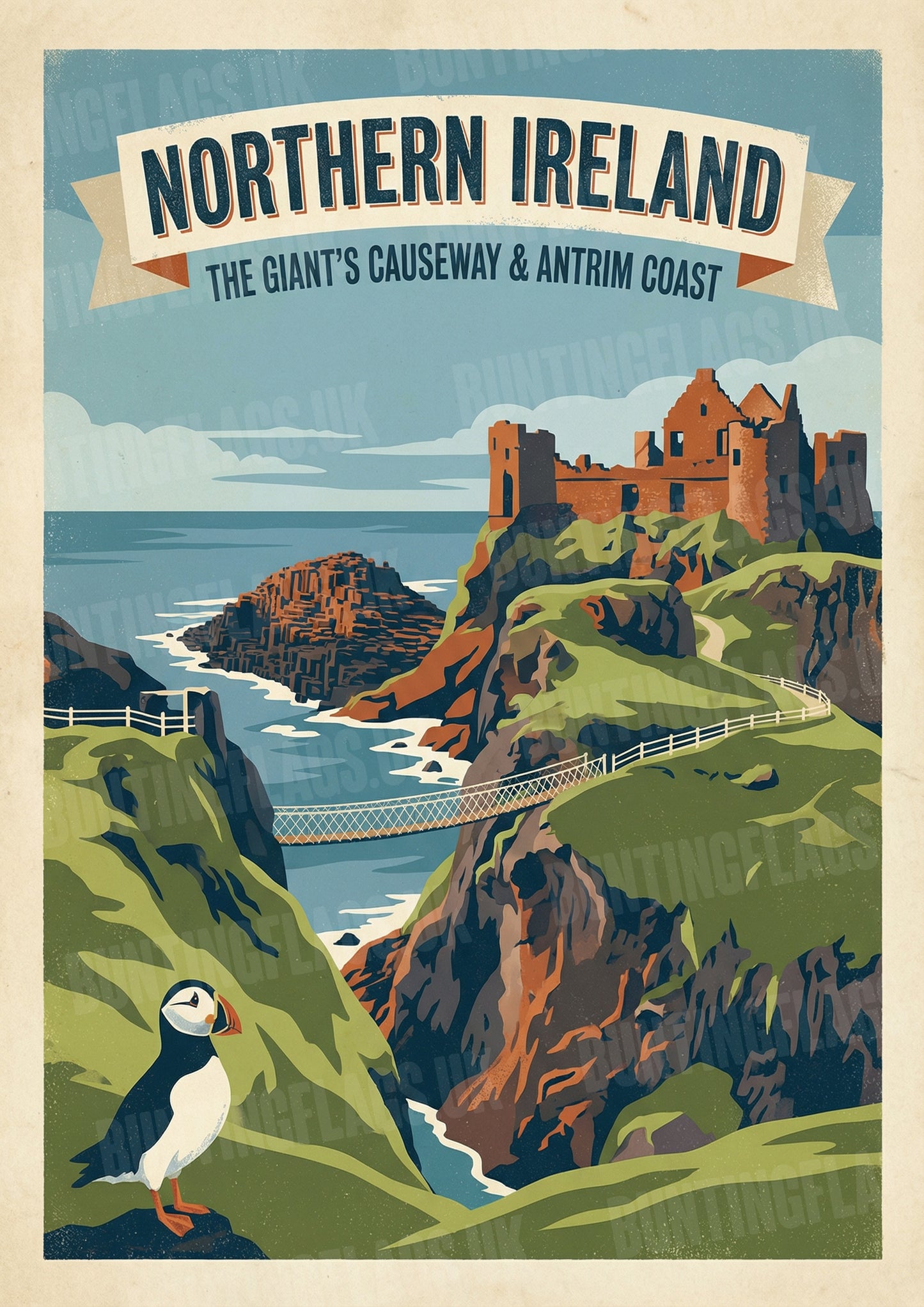 Northern Ireland: The Giant's Causeway & Antrim Coast – Vintage Travel Poster