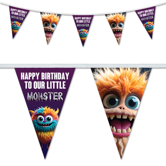 Childrens Birthday Party Decoration Bunting. Little Monster