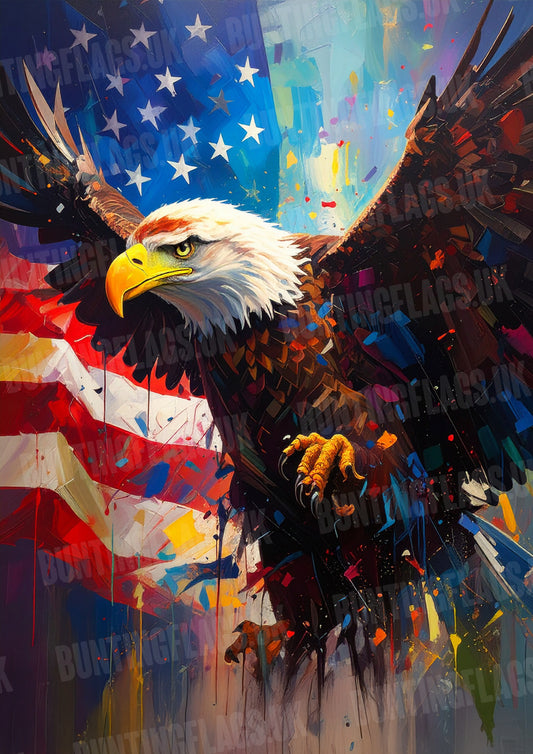 Painted American Eagle – Bold Patriot Brushstrokes A3 Poster