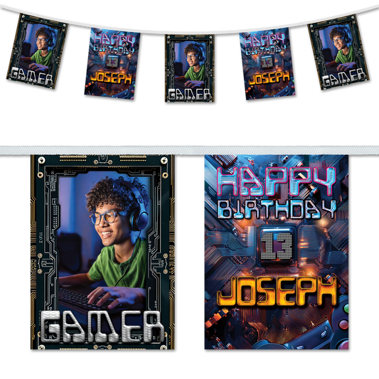 Personalised Birthday Party Bunting Decoration - Gamer