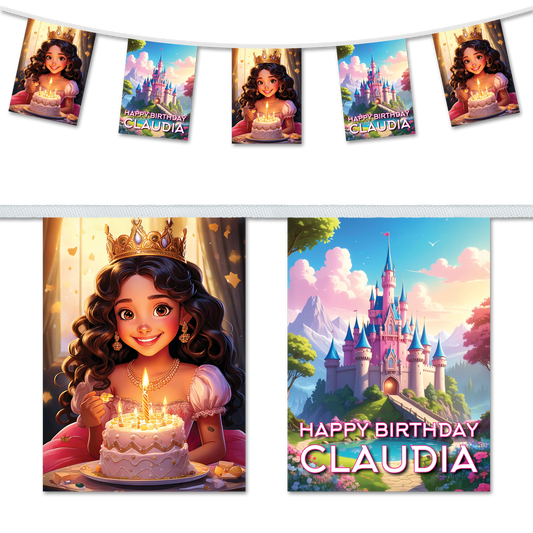 Princess themed personalised birthday bunting