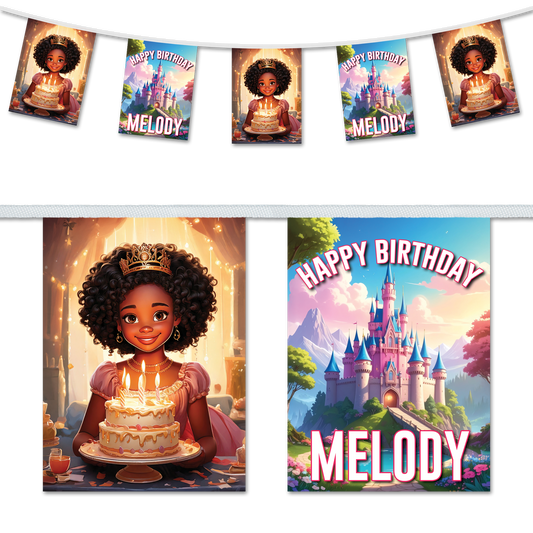 Princess themed personalised birthday bunting