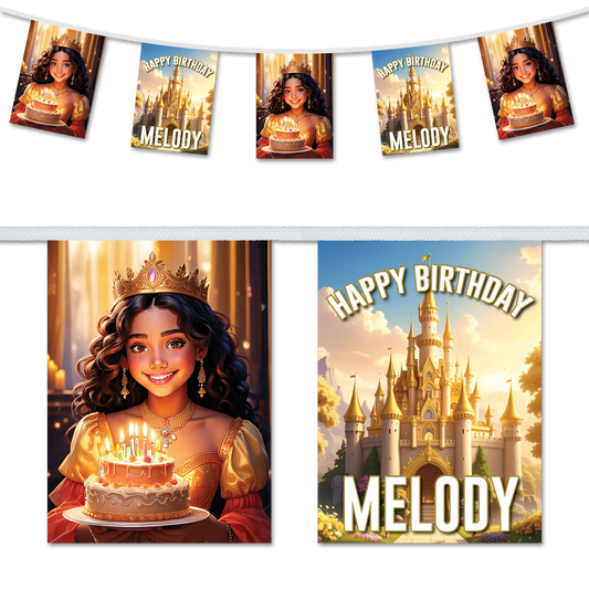 Princess themed personalised birthday bunting
