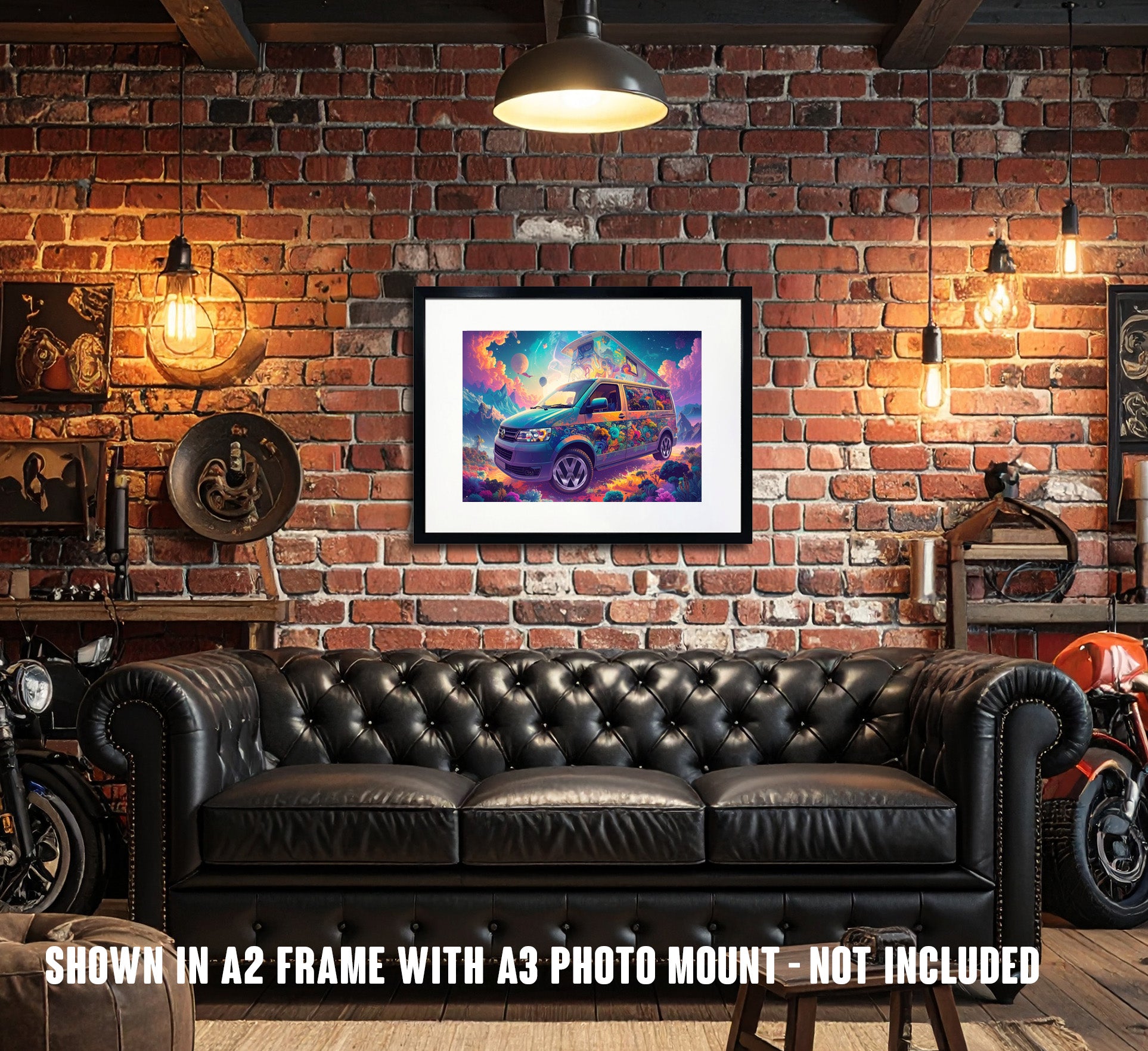 Cosmic Dream Camper – Psychedelic VW T5 California A3 Poster. Volkswagen Camper Van