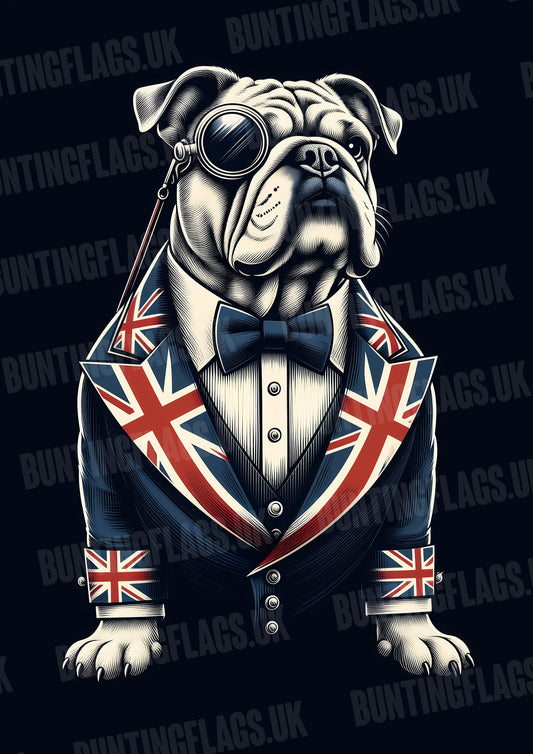 Retro Illustrated British Bulldog A3 Poster