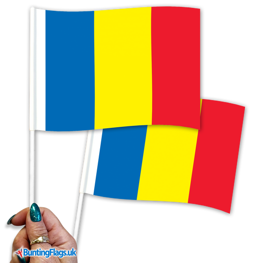 Romania hand waving flags