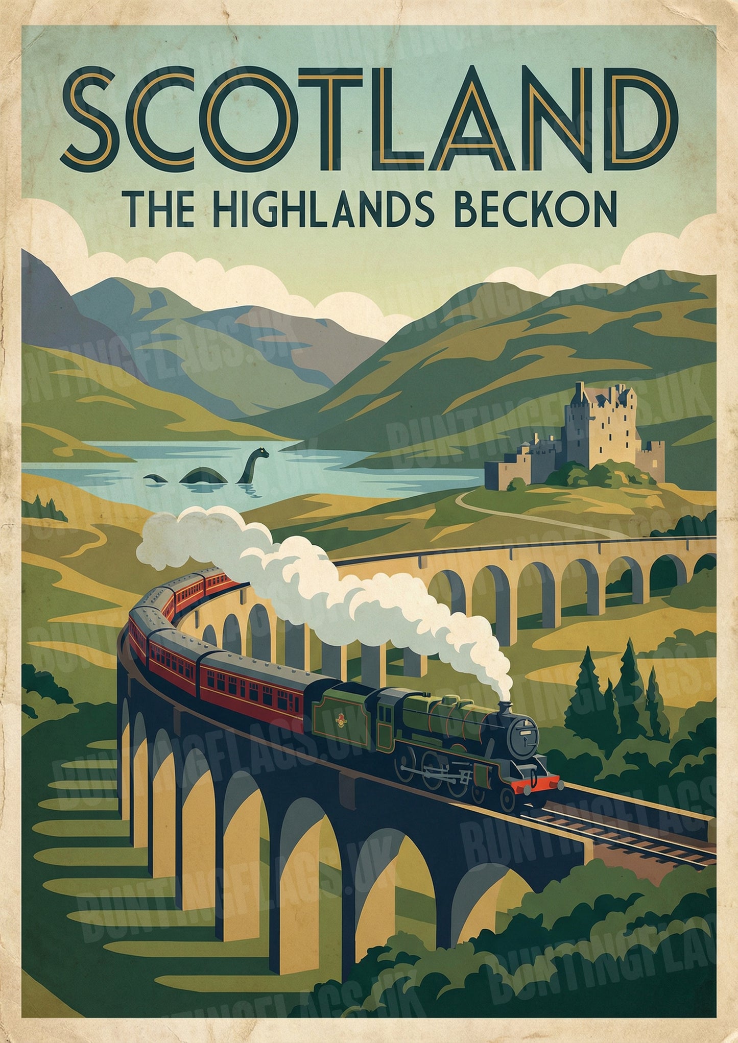 Scotland Vintage Travel Poster - The Highlands Beckon