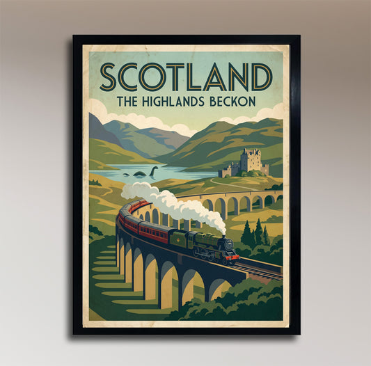 Scotland Vintage Travel Poster - The Highlands Beckon