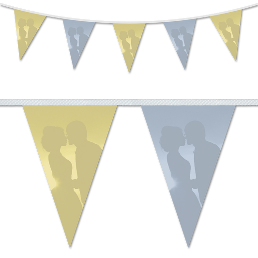 Wedding Day Silhouette Design - Cream & Blue
