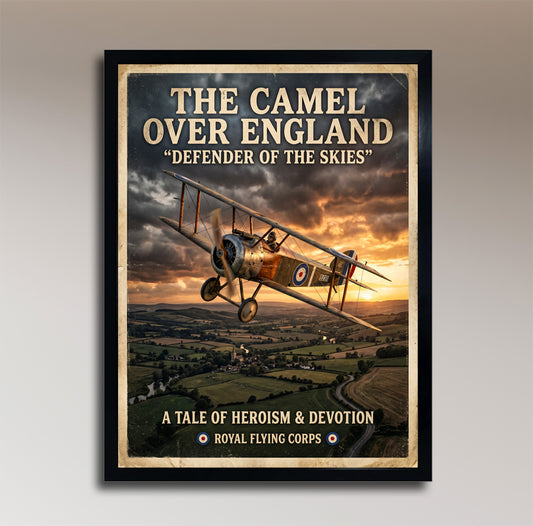 Sopwith Camel – Defender of the Skies – The Camel Over England – Vintage Royal Flying Corps Poster