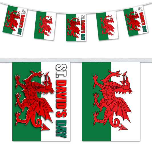 St David's Day Flag & Dragon A5 Bunting