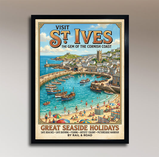 St Ives – The Gem of the Cornish Coast – Vintage Travel Poster