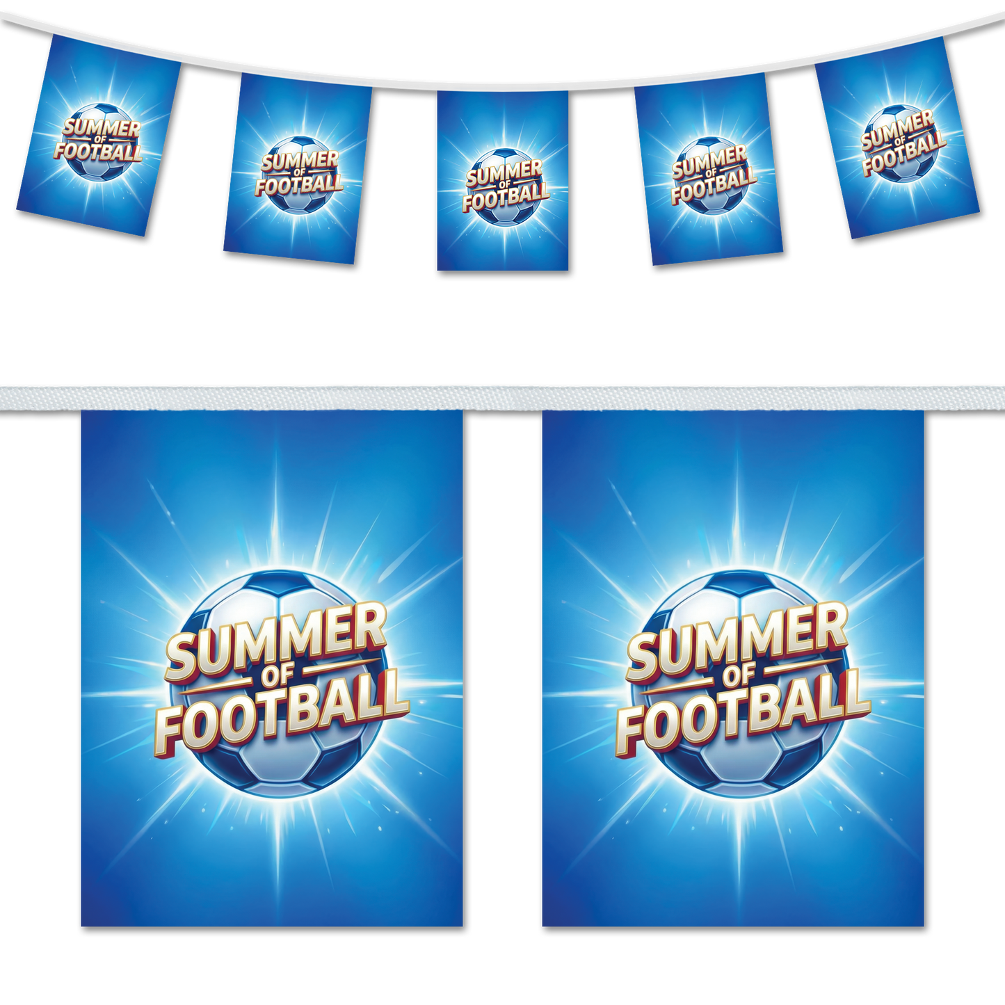 Summer of Football Blue Rectangle Design